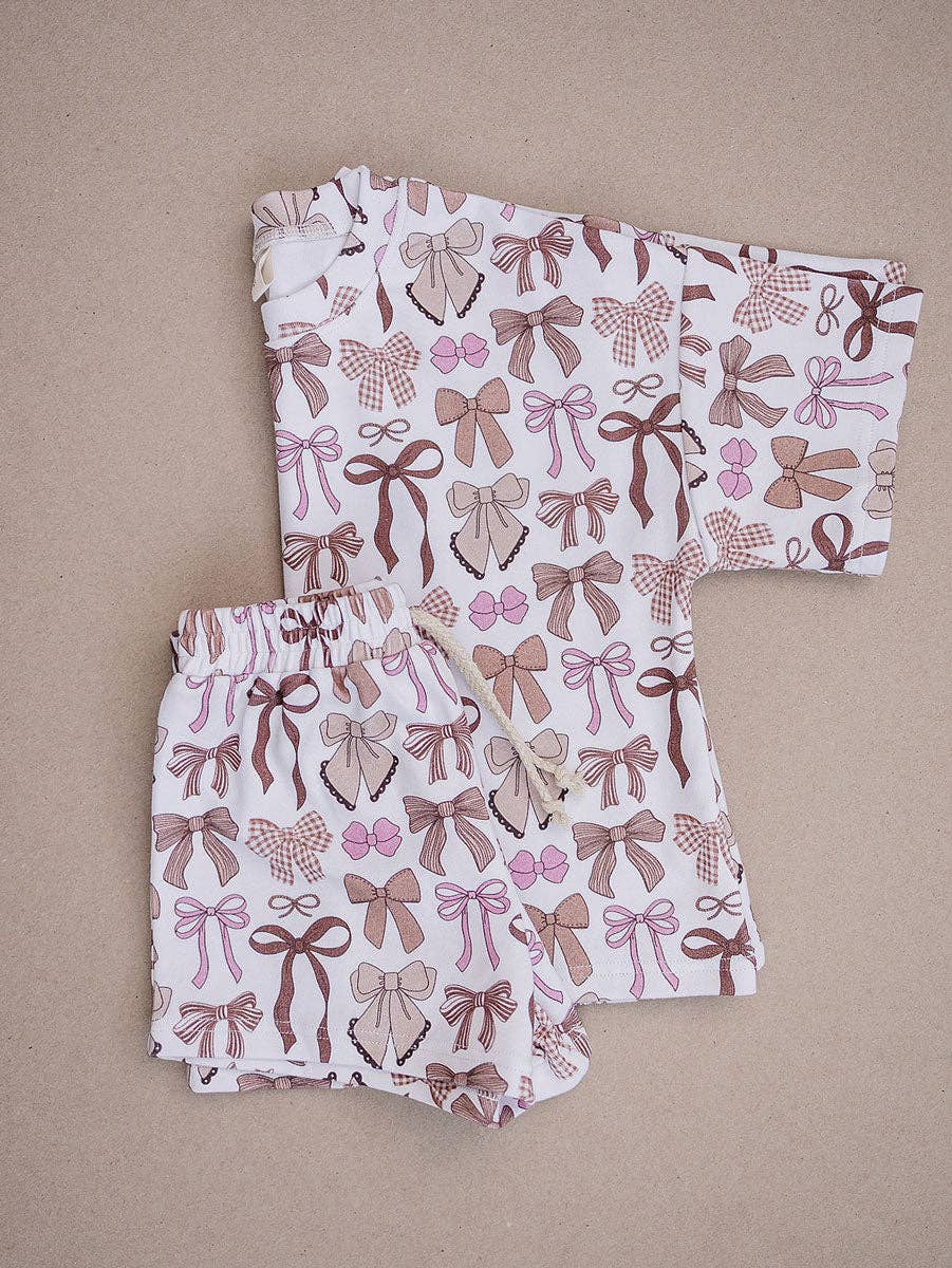 Mocha Bows Shorts Set