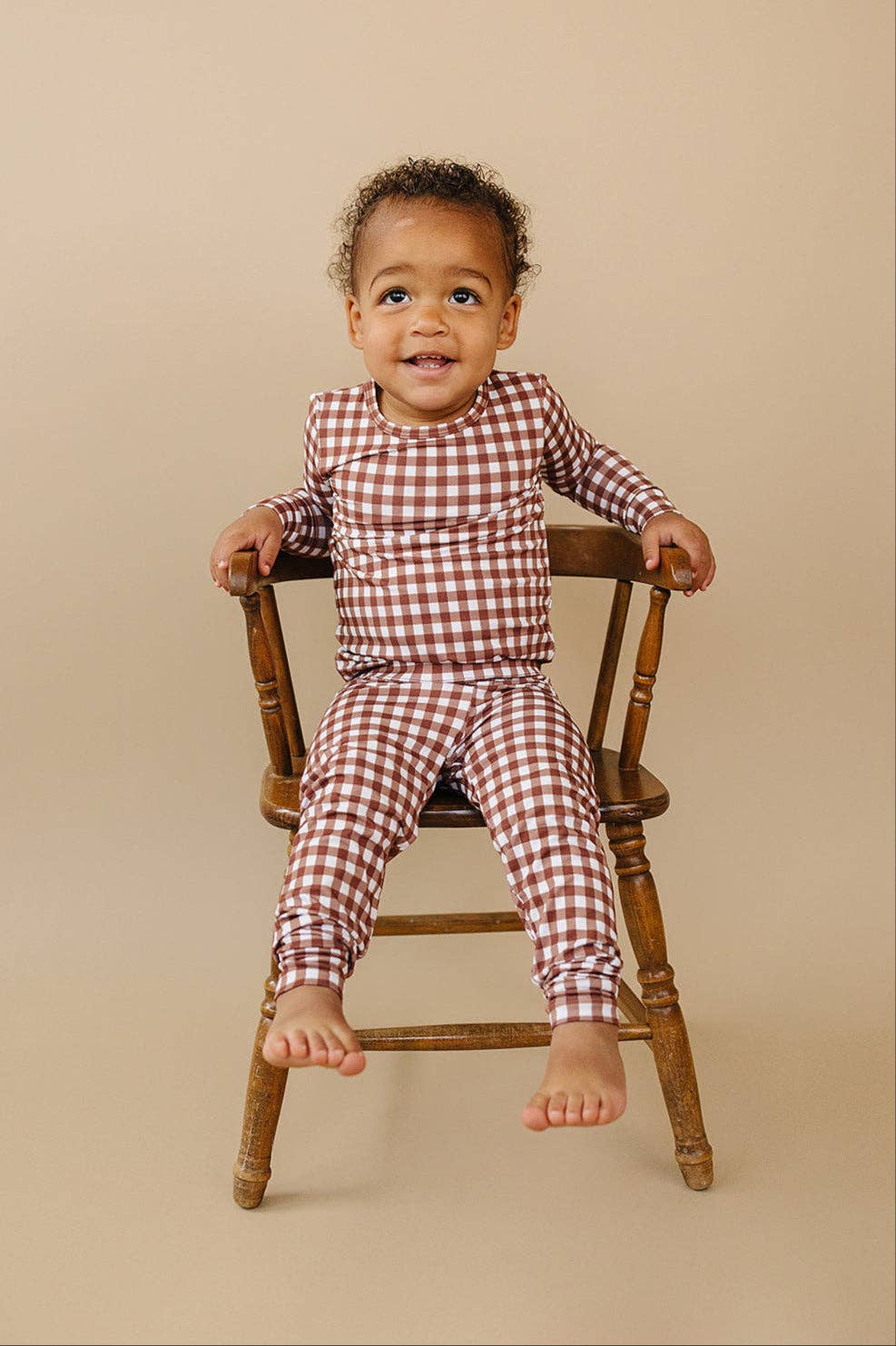 Chocolate Gingham Bamboo Two Piece Set