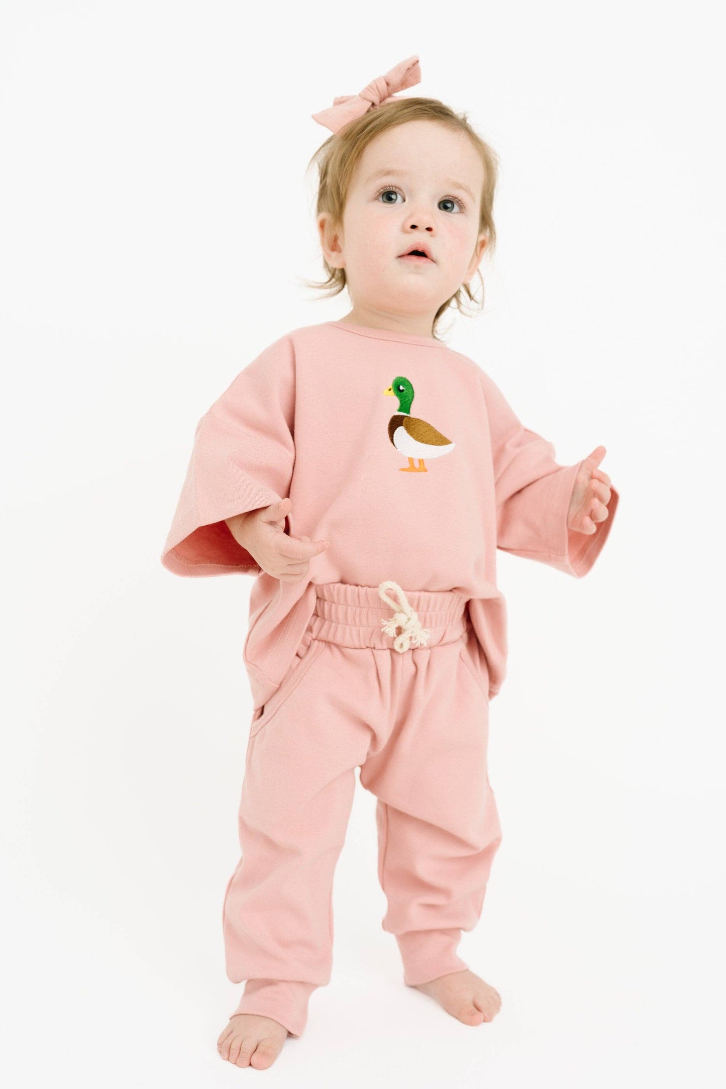 Pink Duck Embroidered Slouchy Set