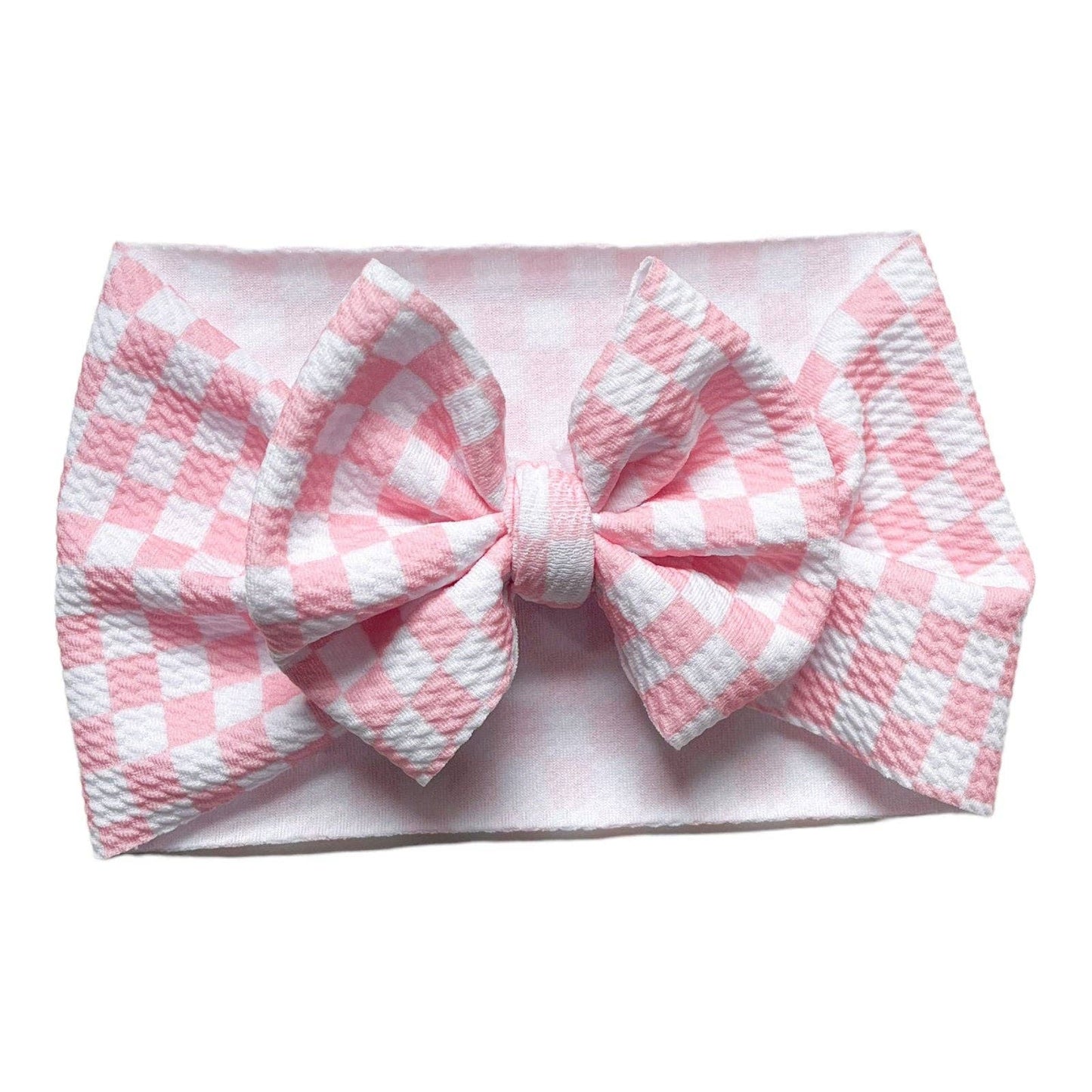 Hot Pink Checker Print Headwrap Bow