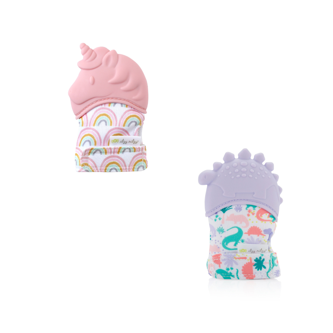 Itzy Mitt™ Silicone Teething Mitts: Light Pink Unicorn
