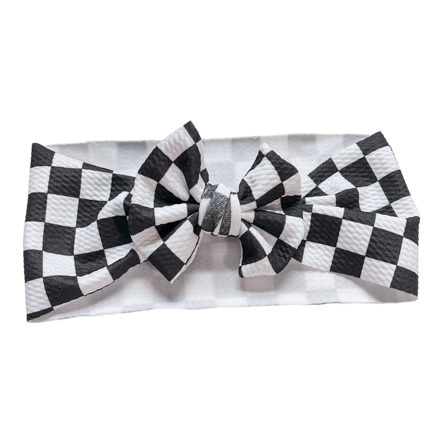 Black and White Checkered Headwrap Bow