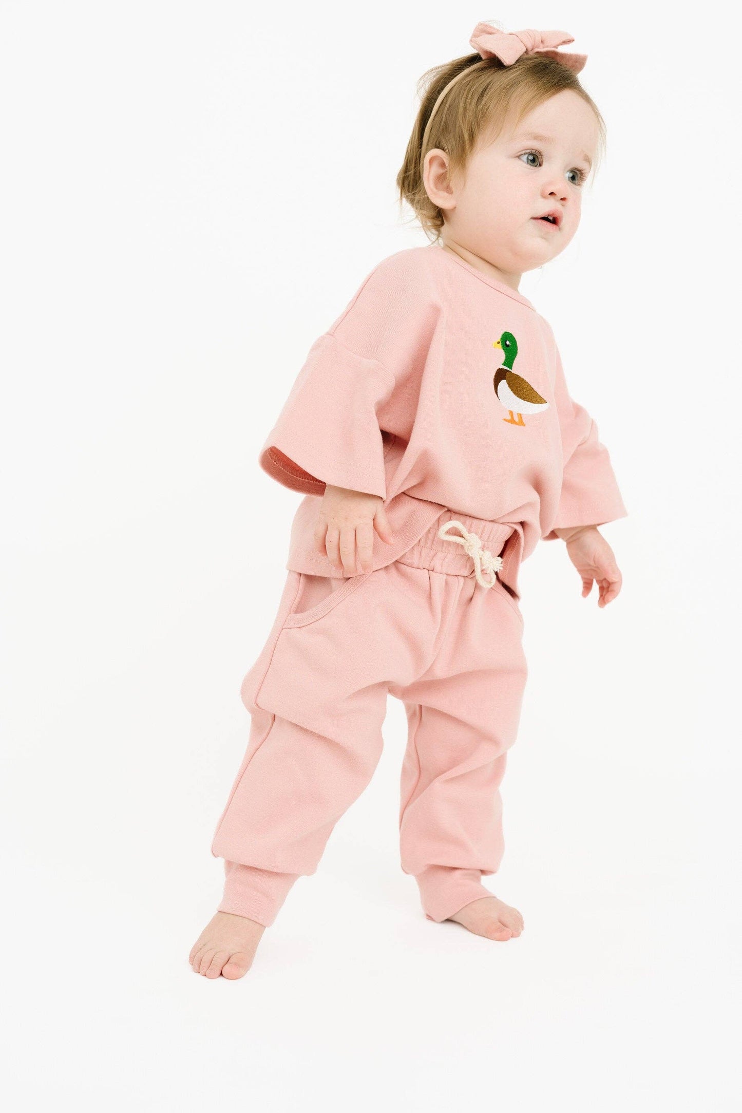 Pink Duck Embroidered Slouchy Set