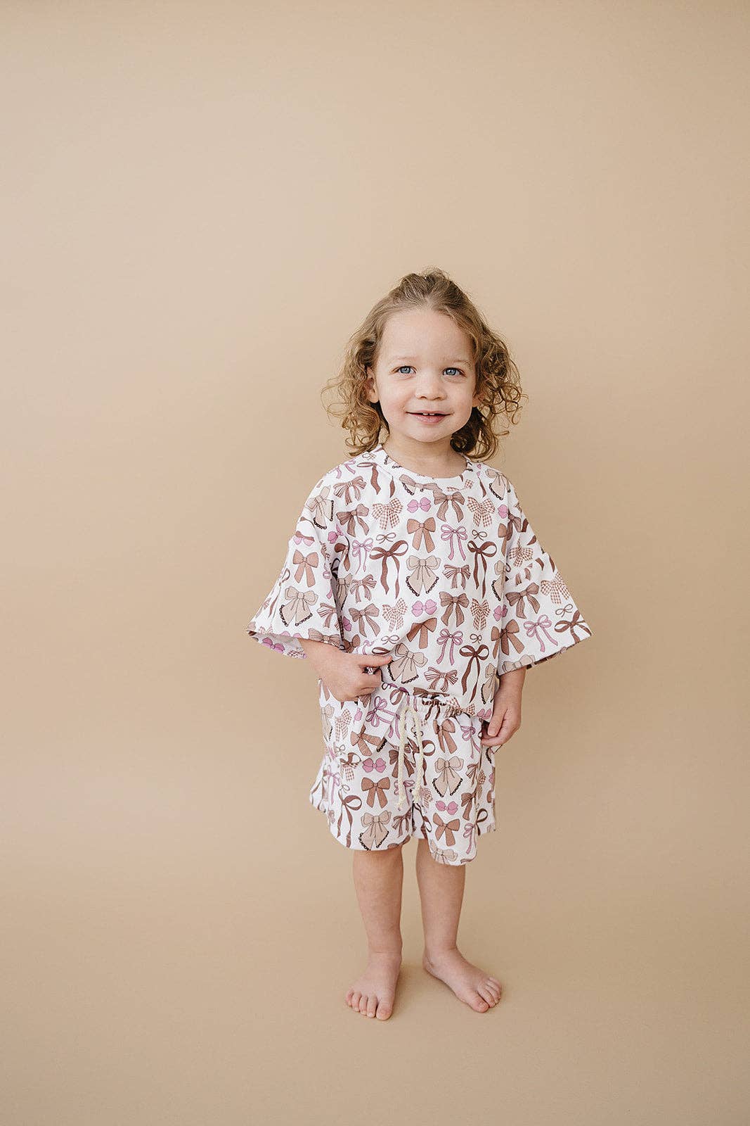 Mocha Bows Shorts Set
