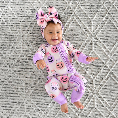 Emmy Ruffle Zippy Bamboo Halloween Pumpkins