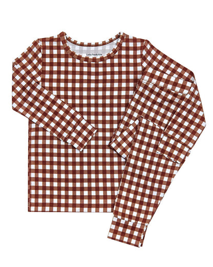 Chocolate Gingham Bamboo Two Piece Set