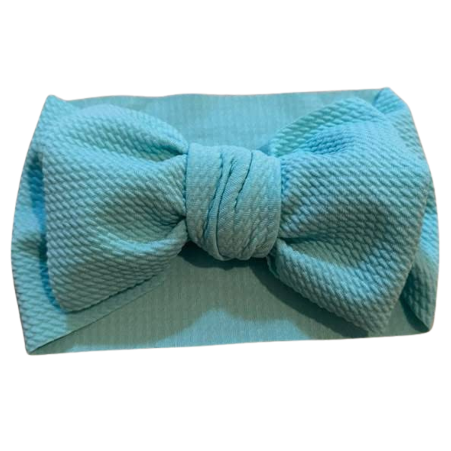 Turquoise Waffle Material Bow