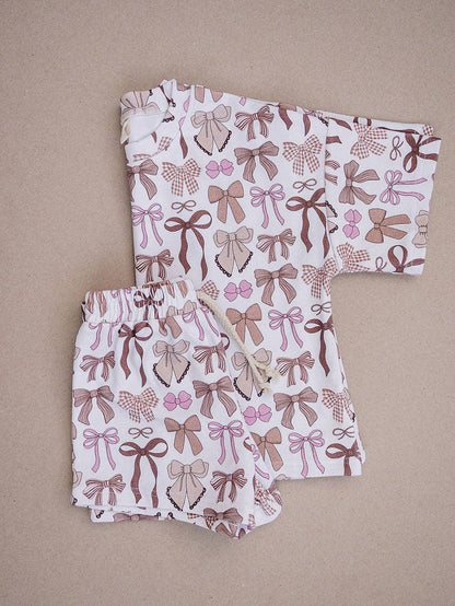 Mocha Bows Shorts Set