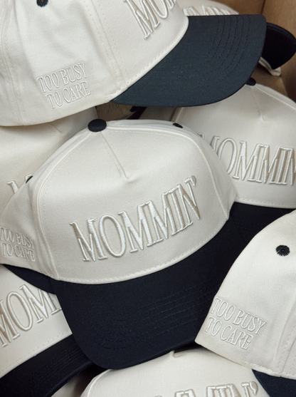 Mommin' - Black Vintage Trucker Hat: Cheetah
