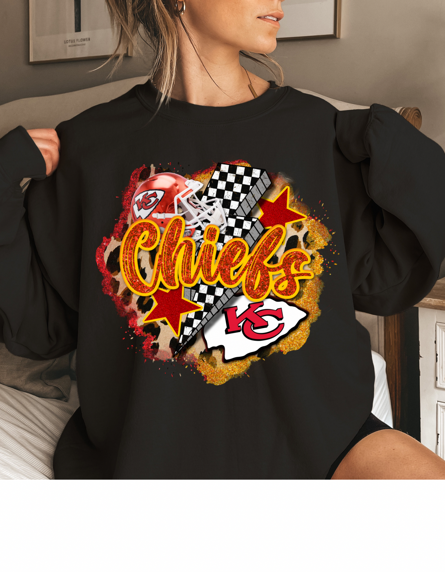 Checkered Bolt Chiefs Sweatshirt