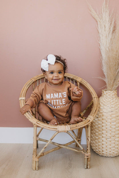 Mama's Little Pumpkin Fall Baby Sweatshirt Romper Bubble: Burnt Orange