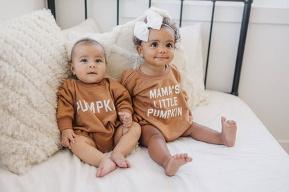 Mama's Little Pumpkin Fall Baby Sweatshirt Romper Bubble: Burnt Orange