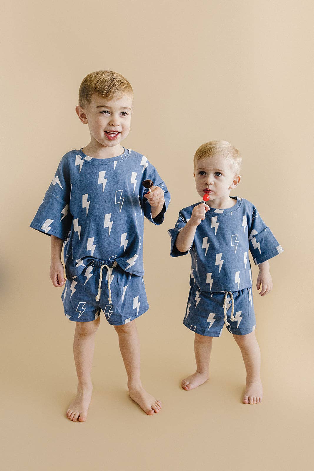 Blue Bolts Shorts Set