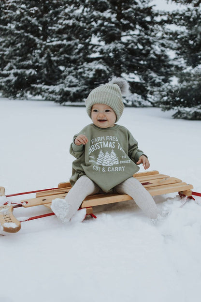 Farm Fresh Christmas Trees Oversized Sweatshirt Romper: Dark Sage