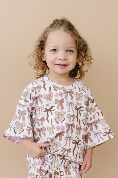 Mocha Bows Shorts Set
