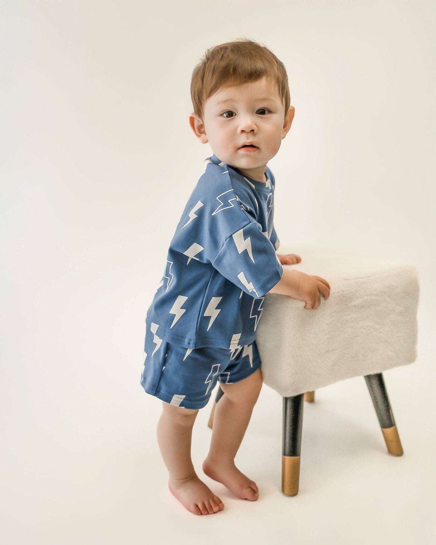 Blue Bolts Shorts Set