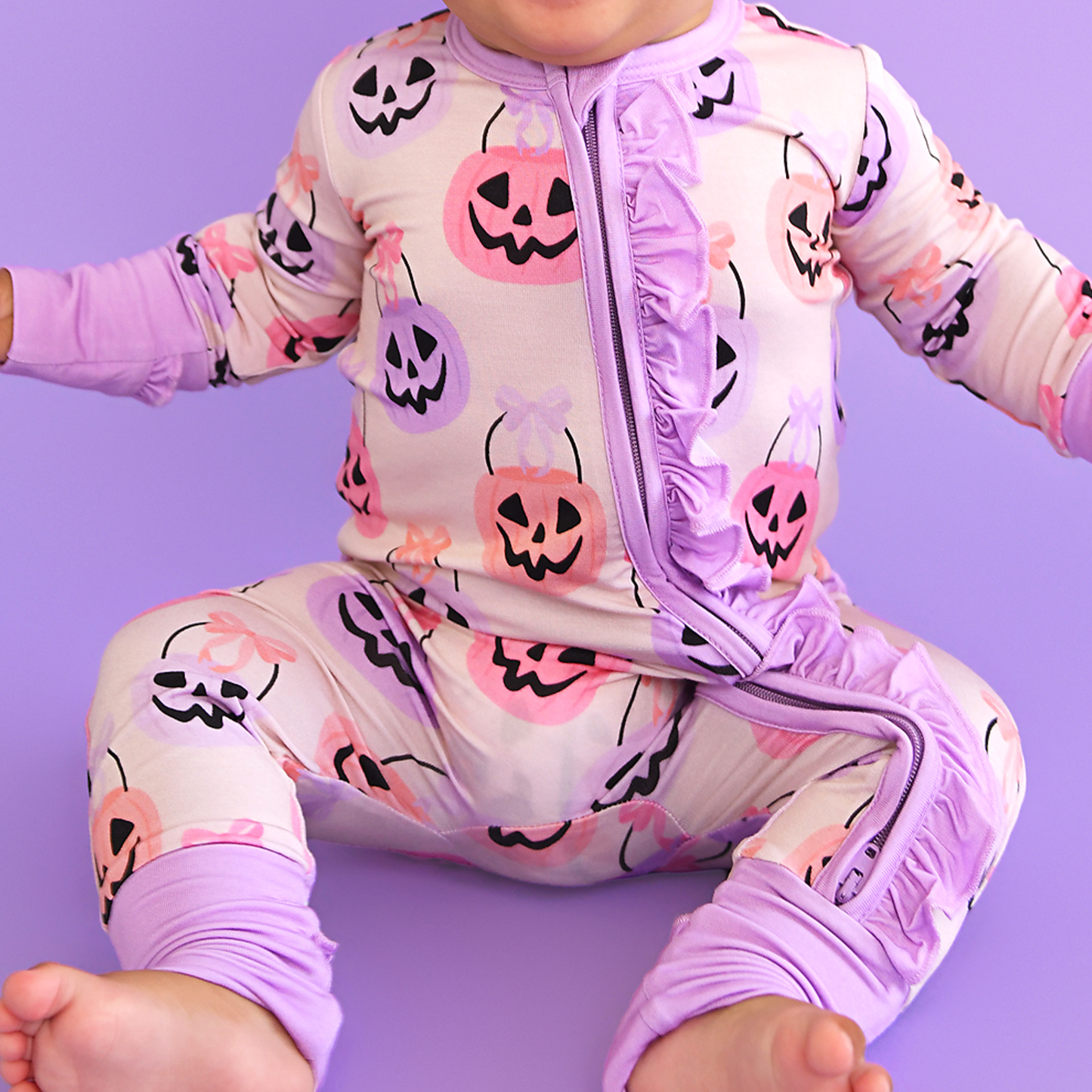 Emmy Ruffle Zippy Bamboo Halloween Pumpkins
