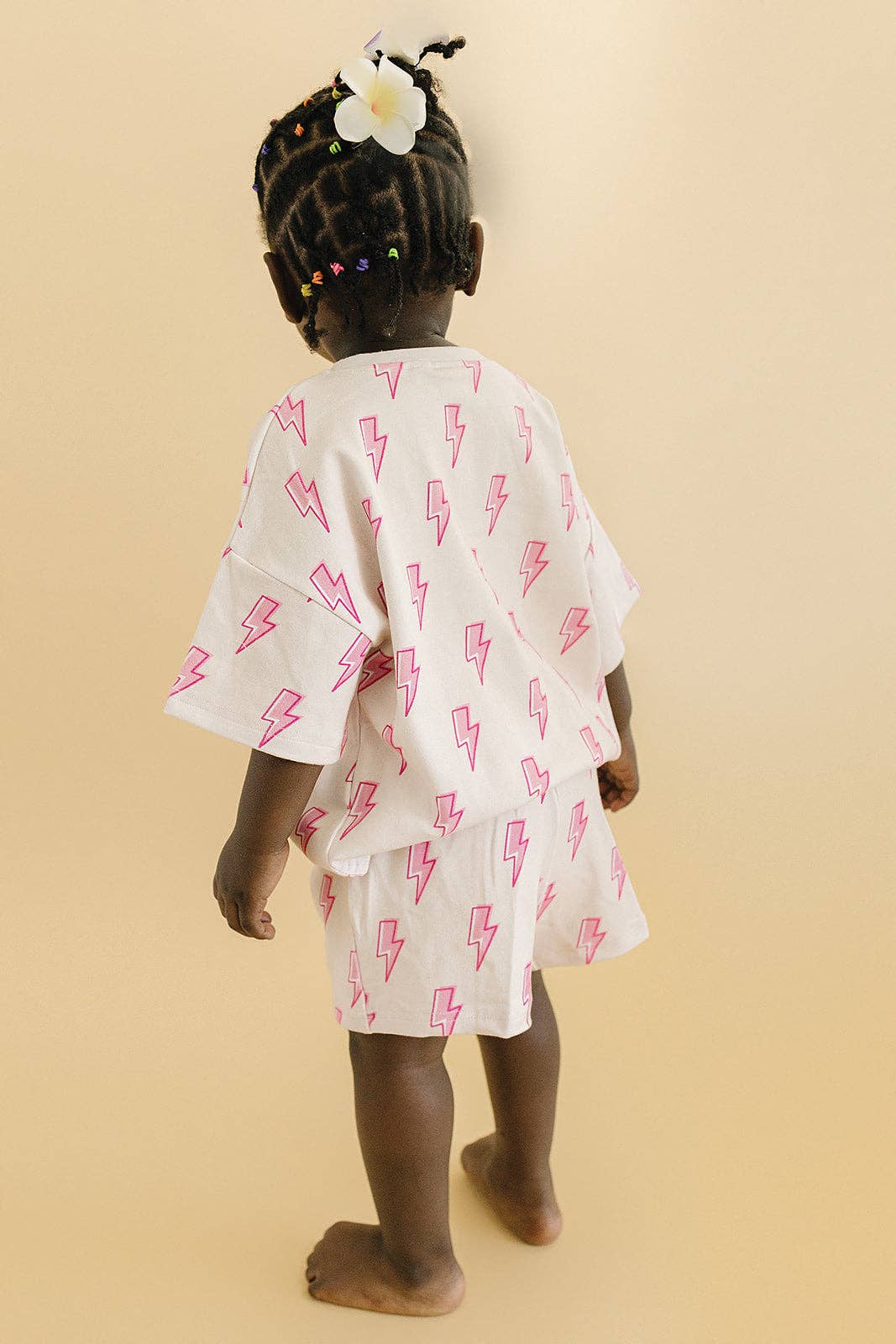 Pink Bolts Shorts Set
