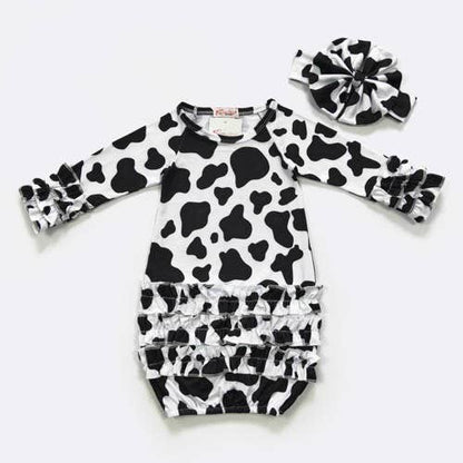 Cow Baby Gown & Bow