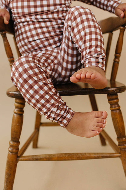 Chocolate Gingham Bamboo Two Piece Set