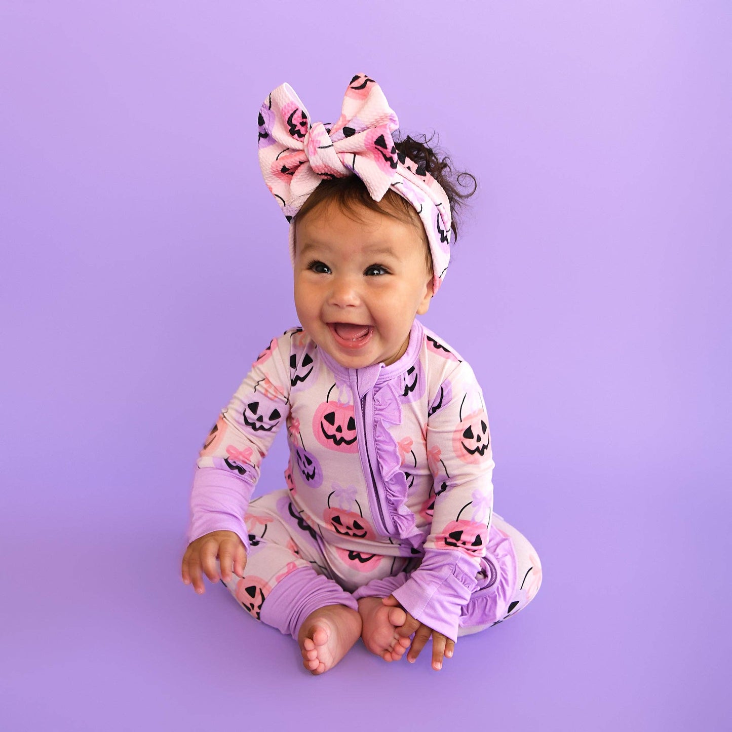 Emmy Ruffle Zippy Bamboo Halloween Pumpkins