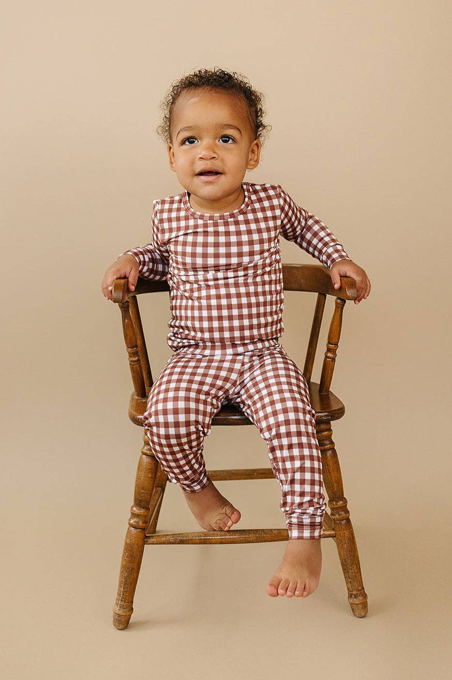 Chocolate Gingham Bamboo Two Piece Set
