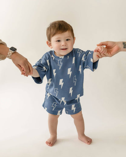 Blue Bolts Shorts Set