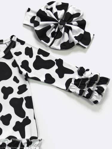 Cow Baby Gown & Bow