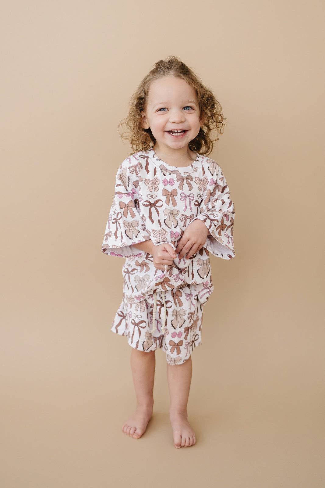 Mocha Bows Shorts Set