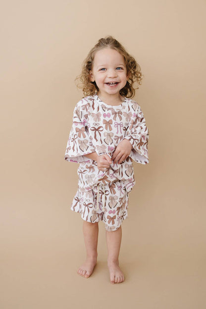 Mocha Bows Shorts Set