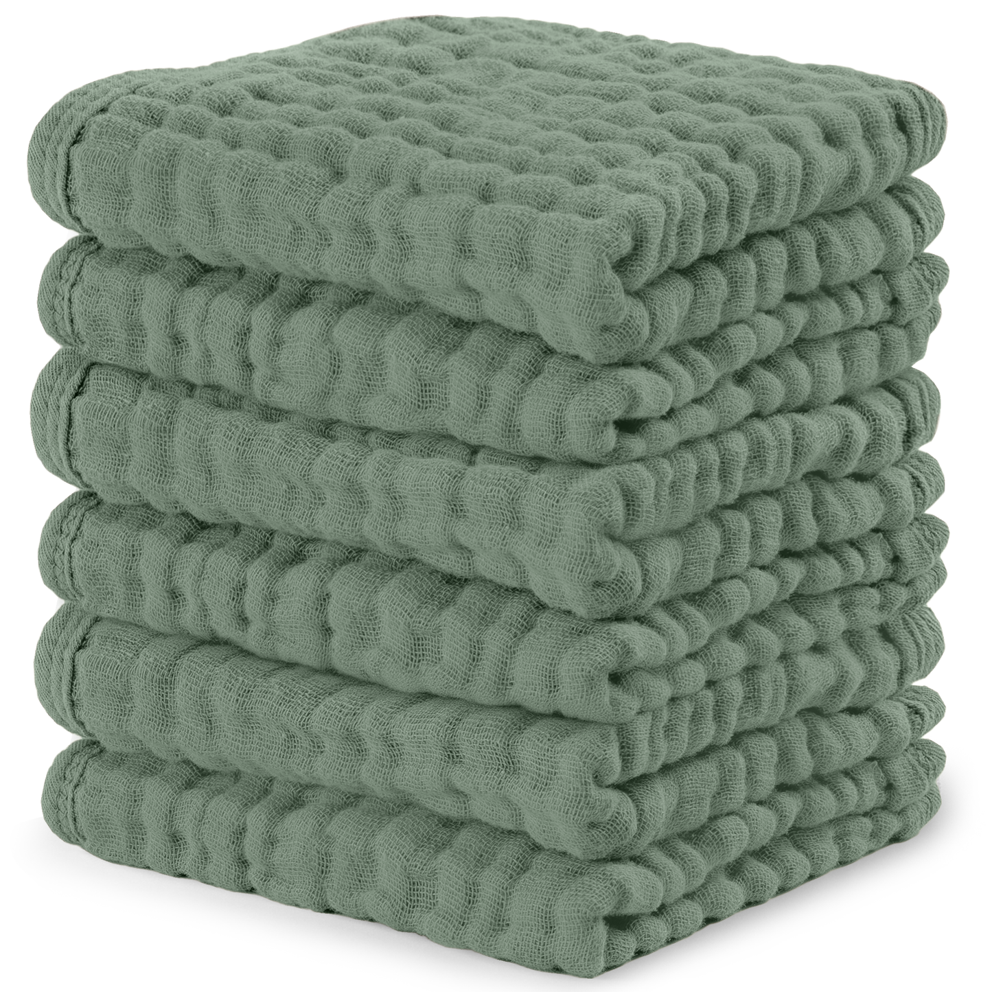 Fern Muslin Baby Washcloths, Soft 10"x10" Cotton by Comfy Cubs / 6-Pack 10”X10”