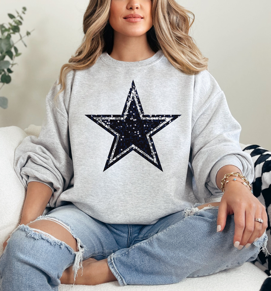 Faux Sequin Cowboys Sweatshirt