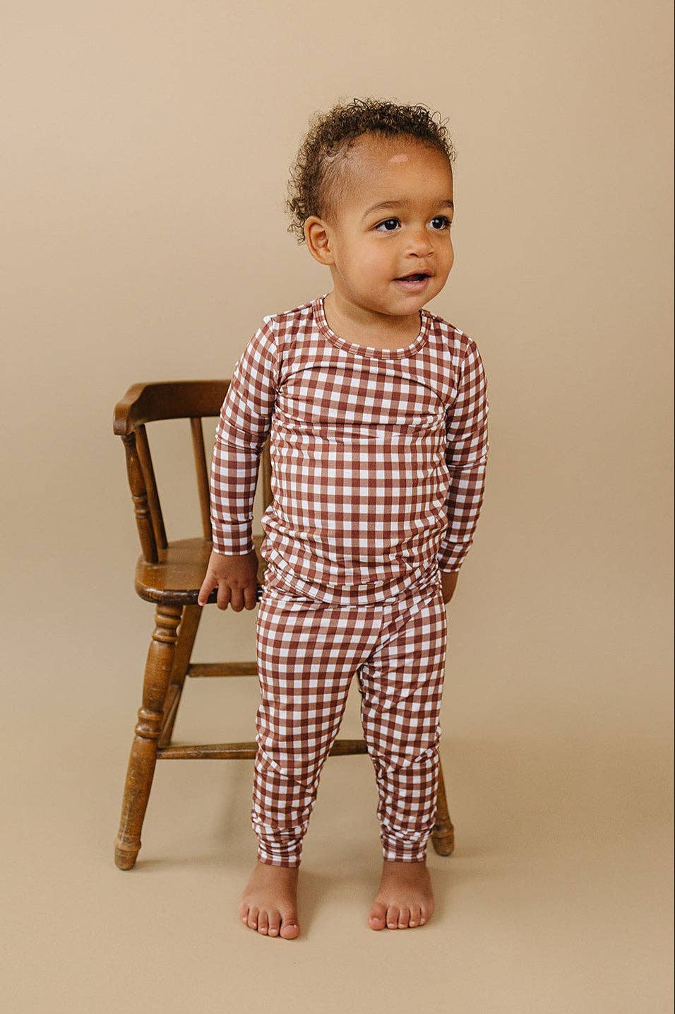 Chocolate Gingham Bamboo Two Piece Set