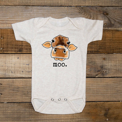 "MOO" Cow Country Western Farm Baby Summer Clothing