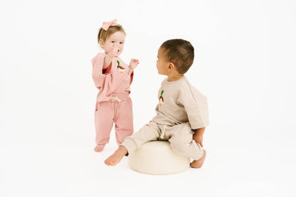 Beige Duck Embroidered Slouchy Set