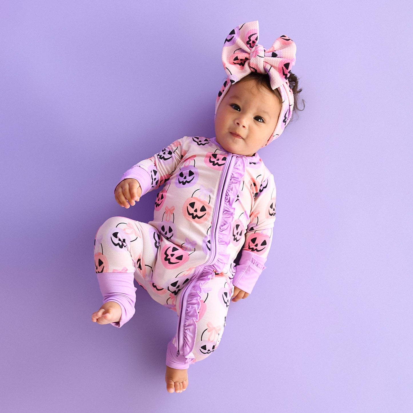 Emmy Ruffle Zippy Bamboo Halloween Pumpkins