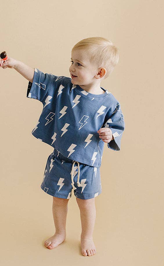 Blue Bolts Shorts Set