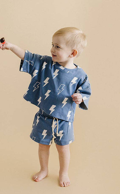 Blue Bolts Shorts Set