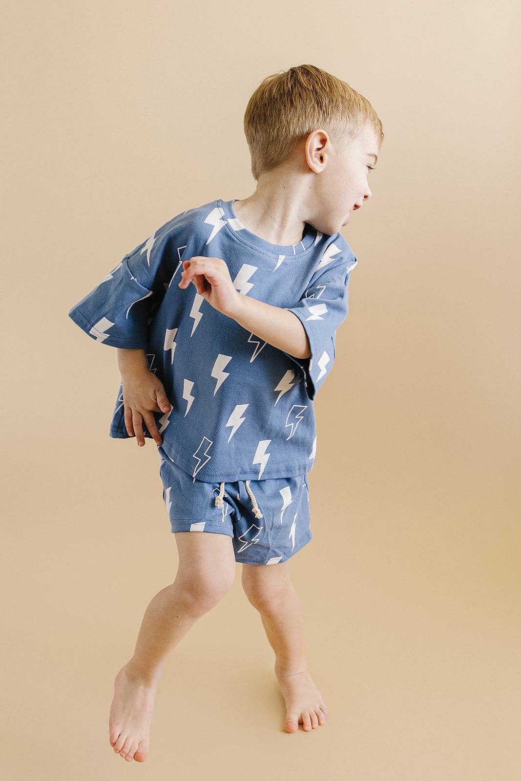 Blue Bolts Shorts Set