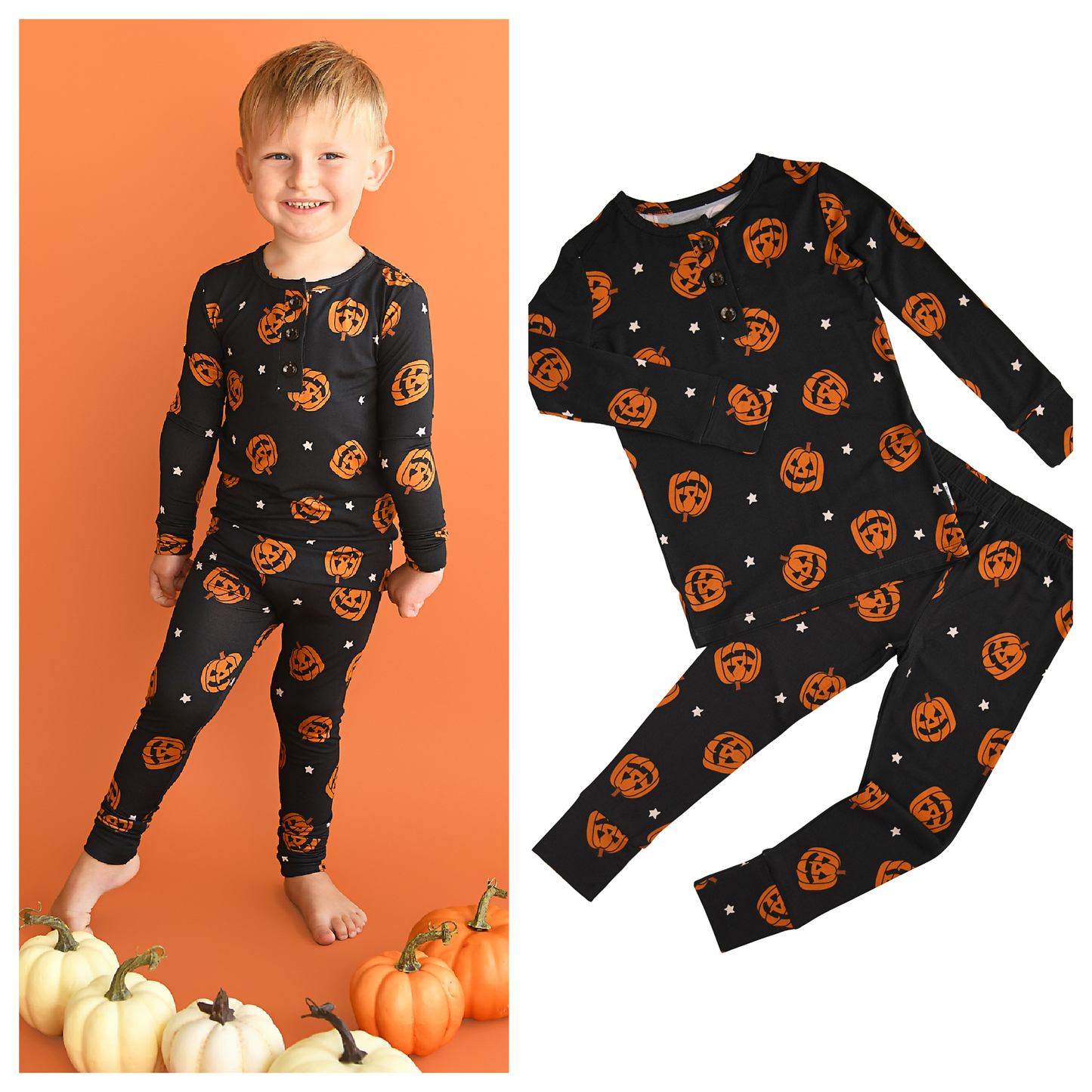 Jack Two Piece Bamboo Halloween Pumpkins