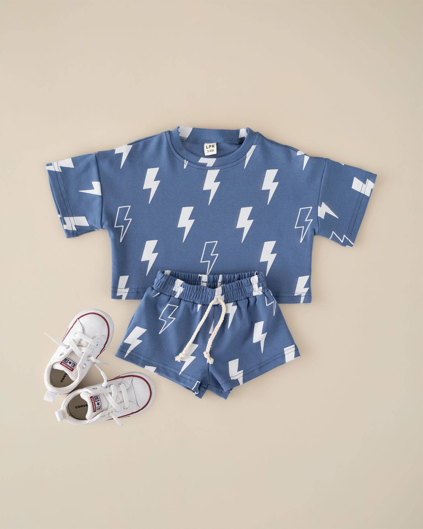 Blue Bolts Shorts Set