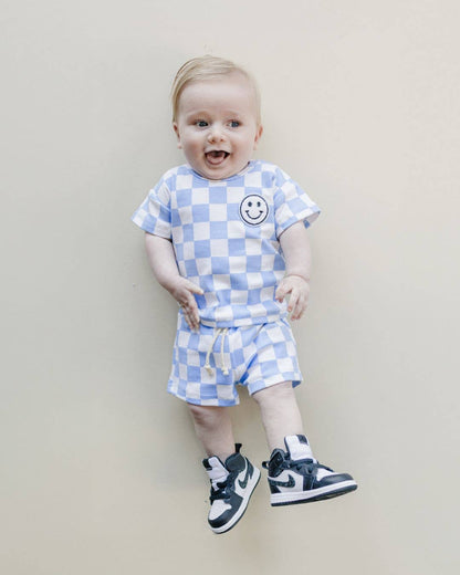 Checkered Shorts Set | Blue