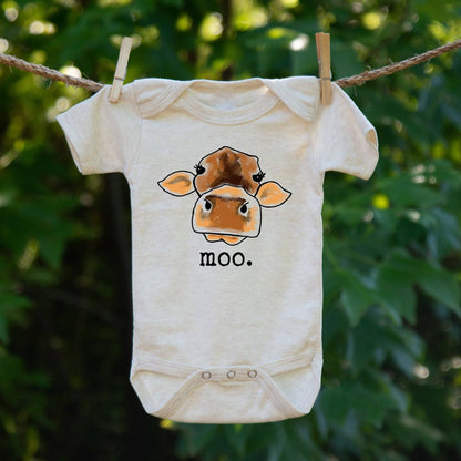 "MOO" Cow Country Western Farm Baby Summer Clothing