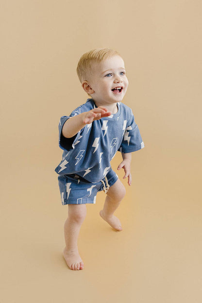 Blue Bolts Shorts Set