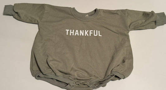 Thankful Sweatshirt Romper: Dark Sage