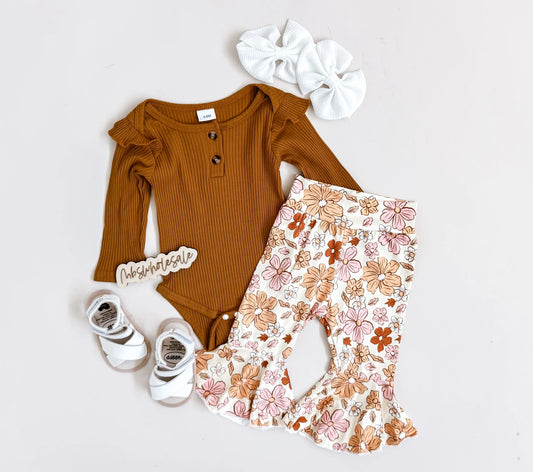 Cinnamon Floral Ribbed Set