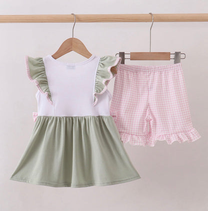 E-I-E-I-O Embroidery Ruffle Shorts Set