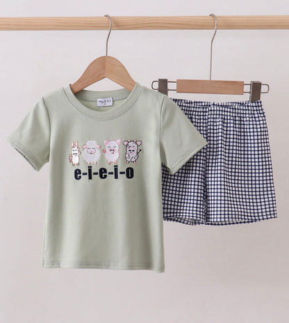 E-I-E-I-O Embroidery Shorts Set