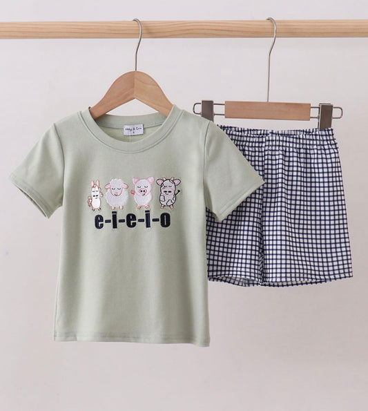 E-I-E-I-O Embroidery Shorts Set