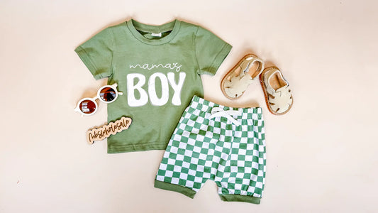 Mama's Boy Green Tee Set